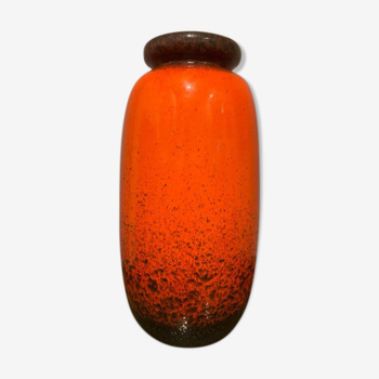 West German Fat Lava Scheurich Keramik orange and brown vase 1970s