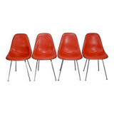 Ray & Charles Eames, édition Herman Miller, set de 4 chaises oranges. Circa 1960