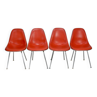 Ray & Charles Eames, Herman Miller edition, set of 4 orange chairs. Circa 1960