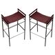 Par Taburete de Bar Classique Contemporain en Cuir Coñac avec Structure en Caoutchouc Noir