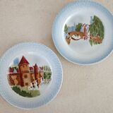 2 Saint Amand plates with castle decor