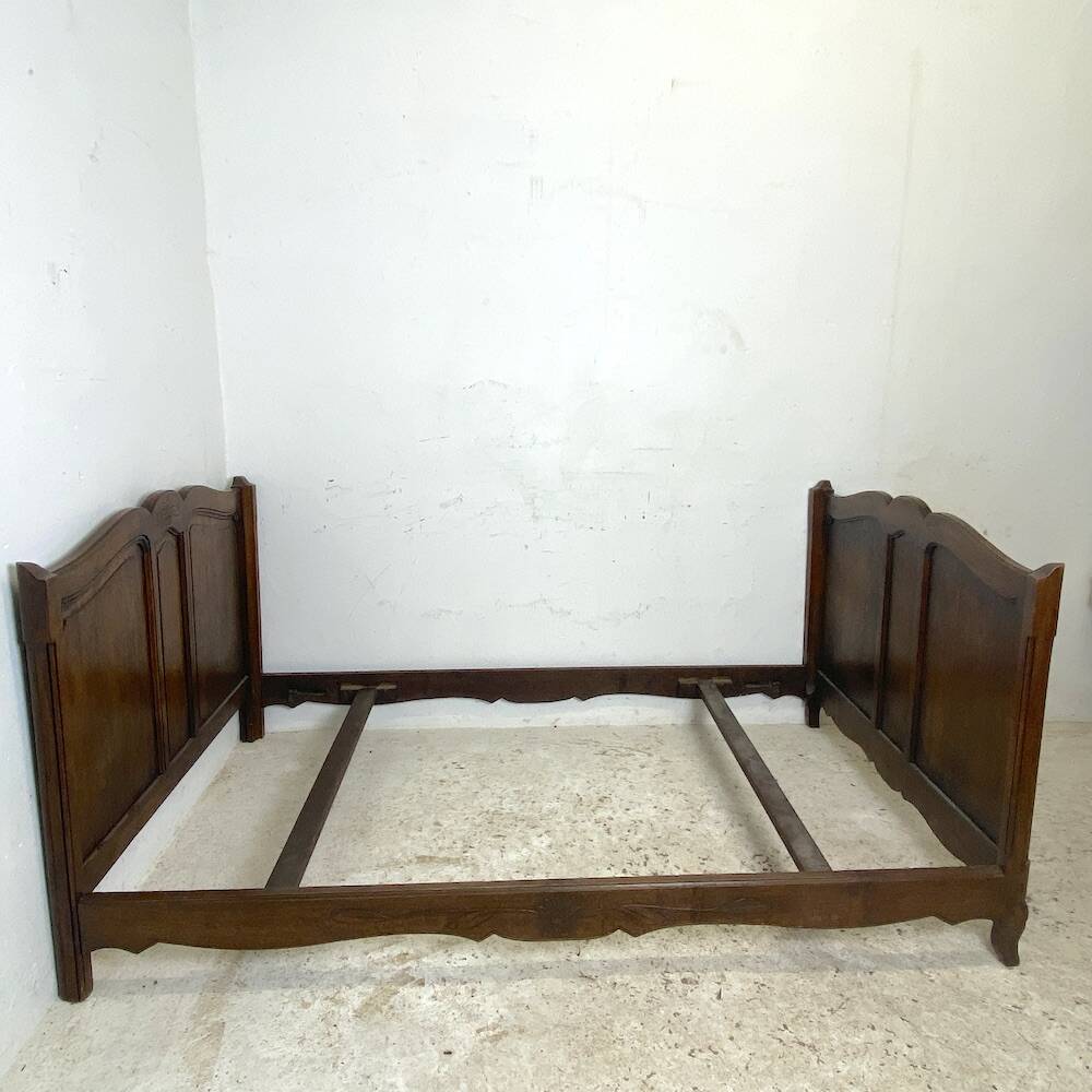 Vintage 1950s solid wood bed