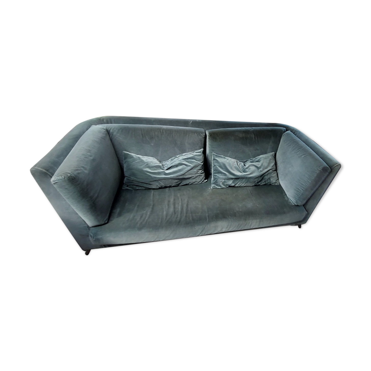Green velvet 3-seater sofa