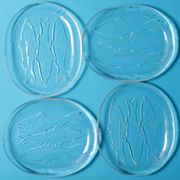 Set of 4 Vintage Kosta Boda Glass Oval Dinner Fish Plates / Sweden / 1970s