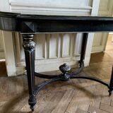 Table Pedestal table Napoleon III XIXth in black and gilded wood