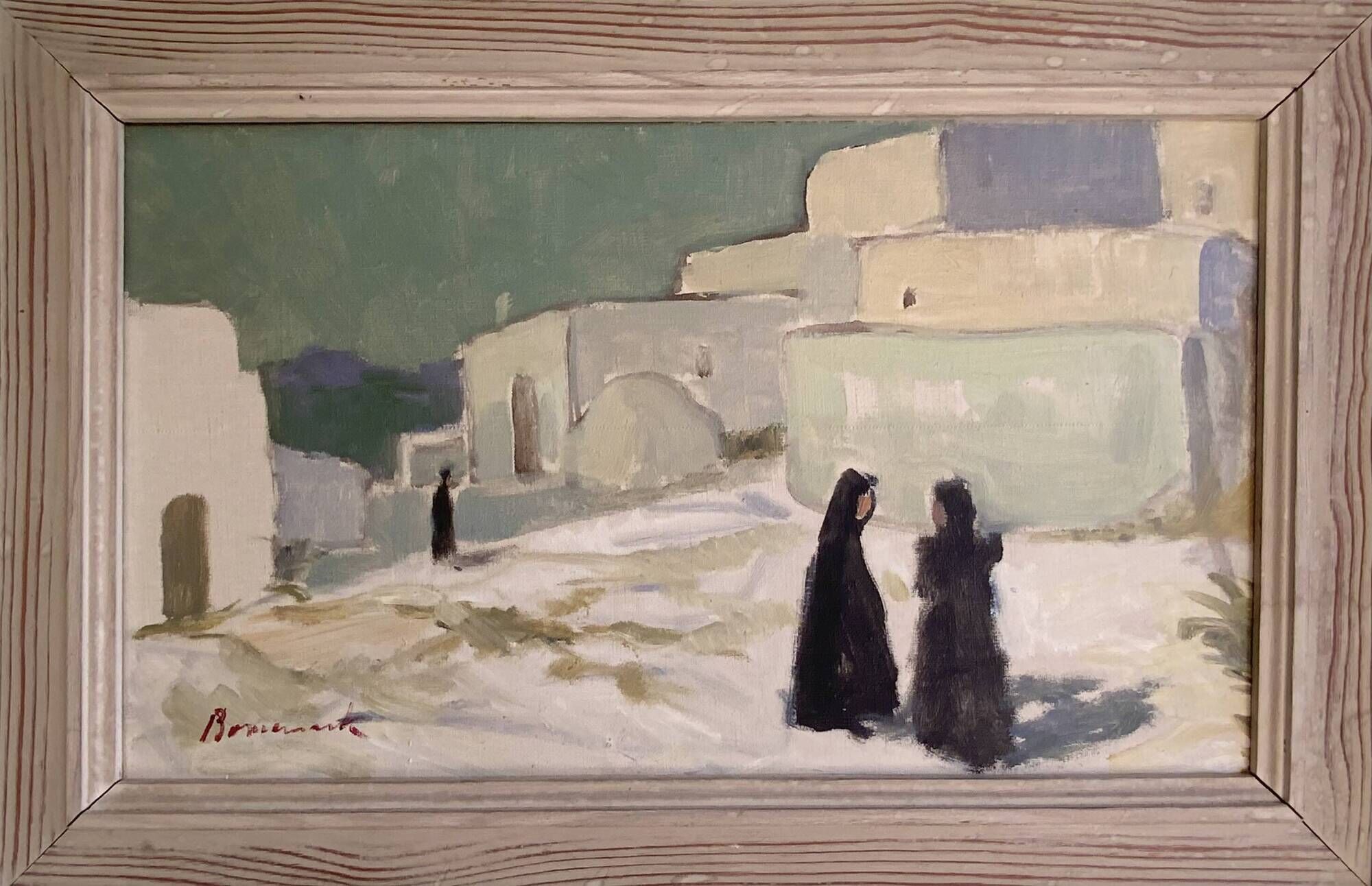 Vintage Swedish modernist oil on canvas "Ibiza" by Uno Bornemark 1953