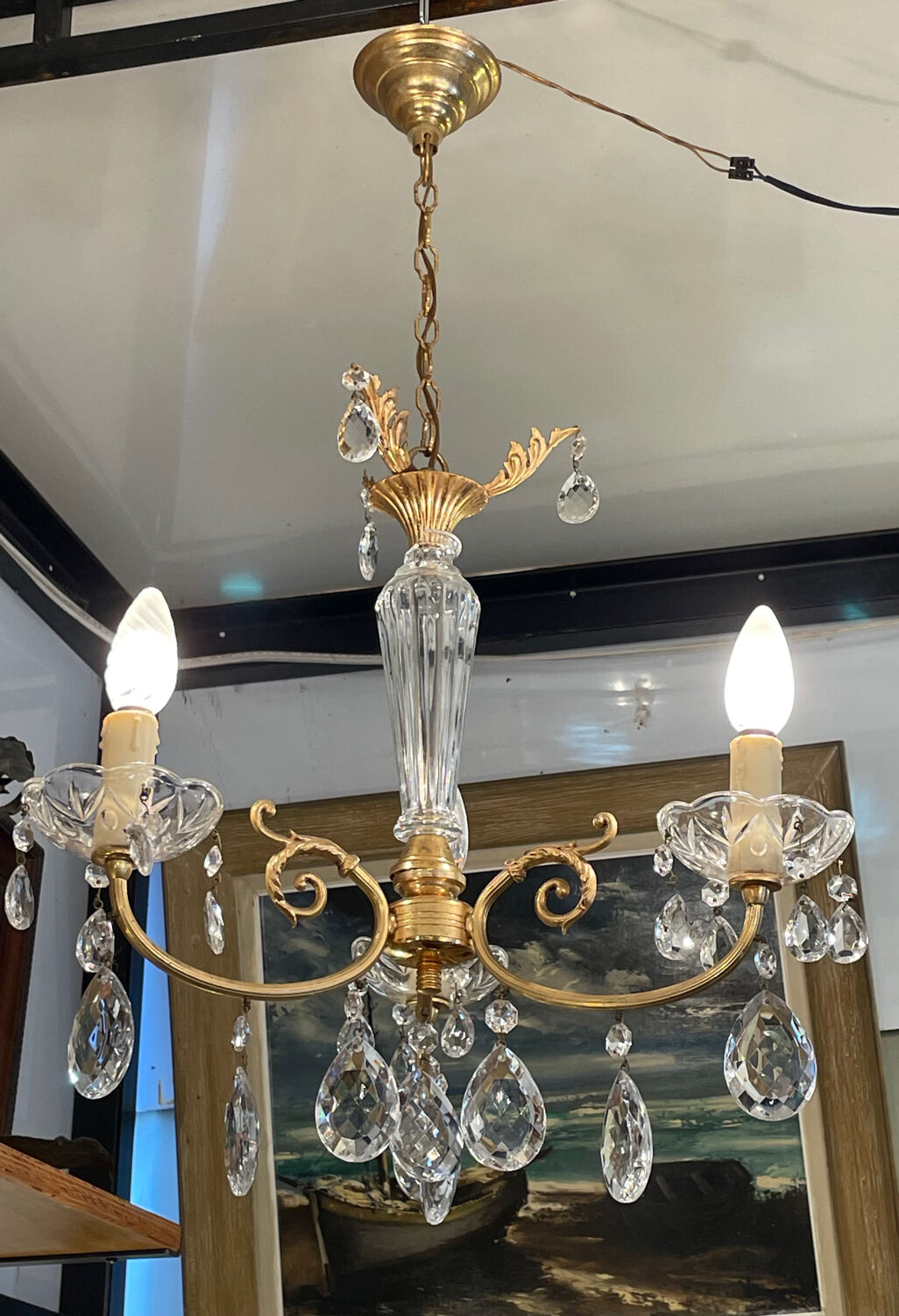 Three-light crystal chandelier