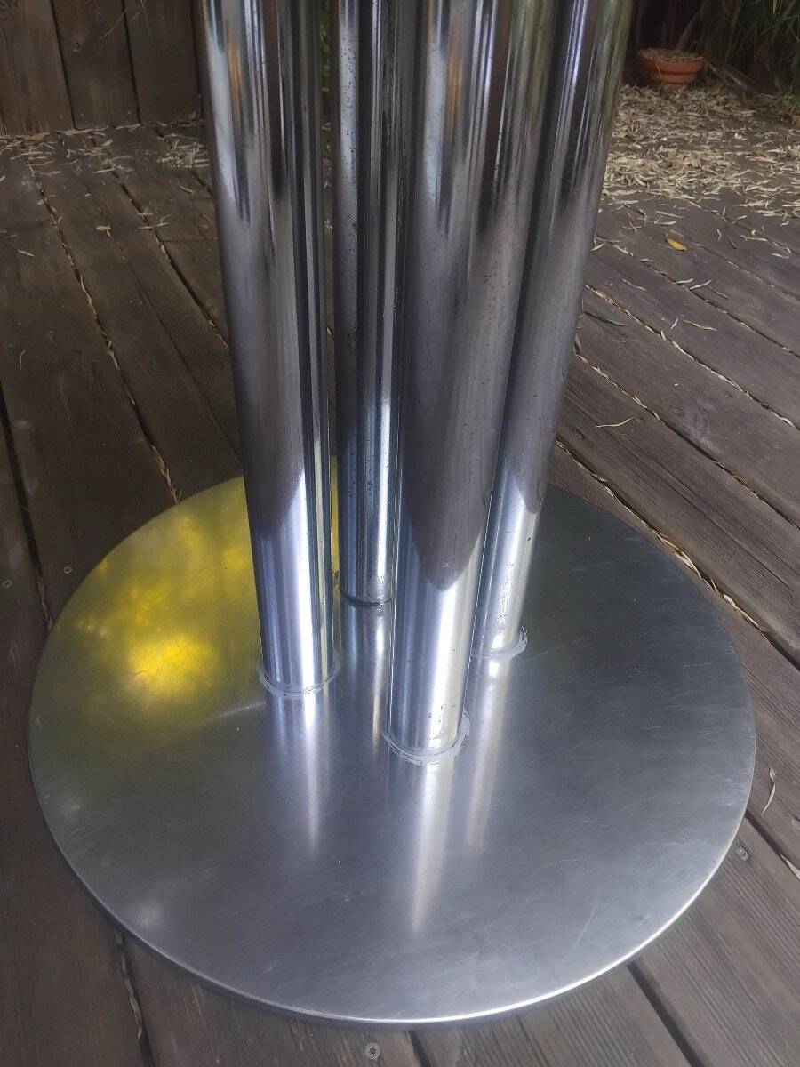 Table italienne - Acier et verre fumé - v. 1970