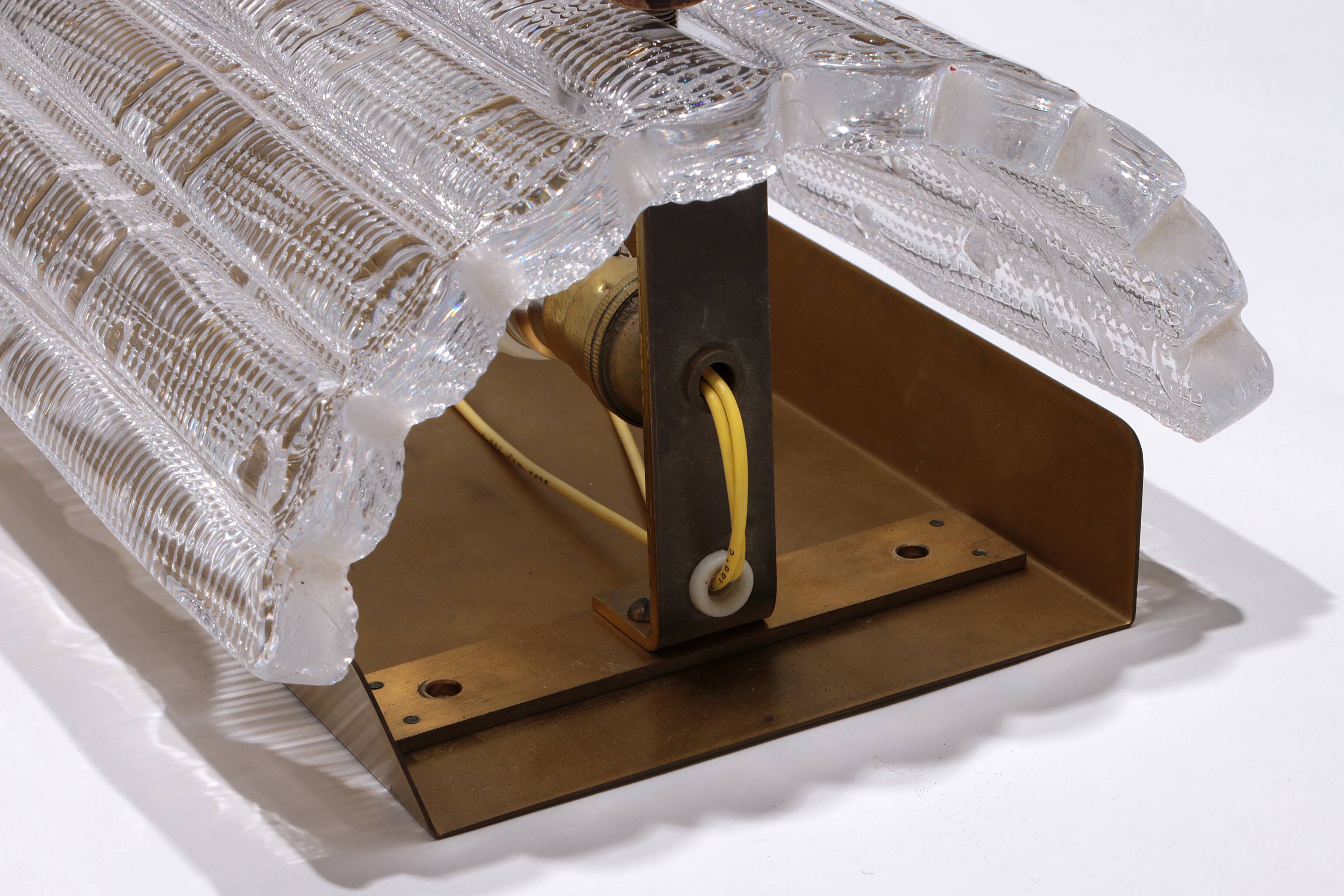 Orrefors Design XXL Wall lamps by Carl Fagerlund glass and brass, 1960s