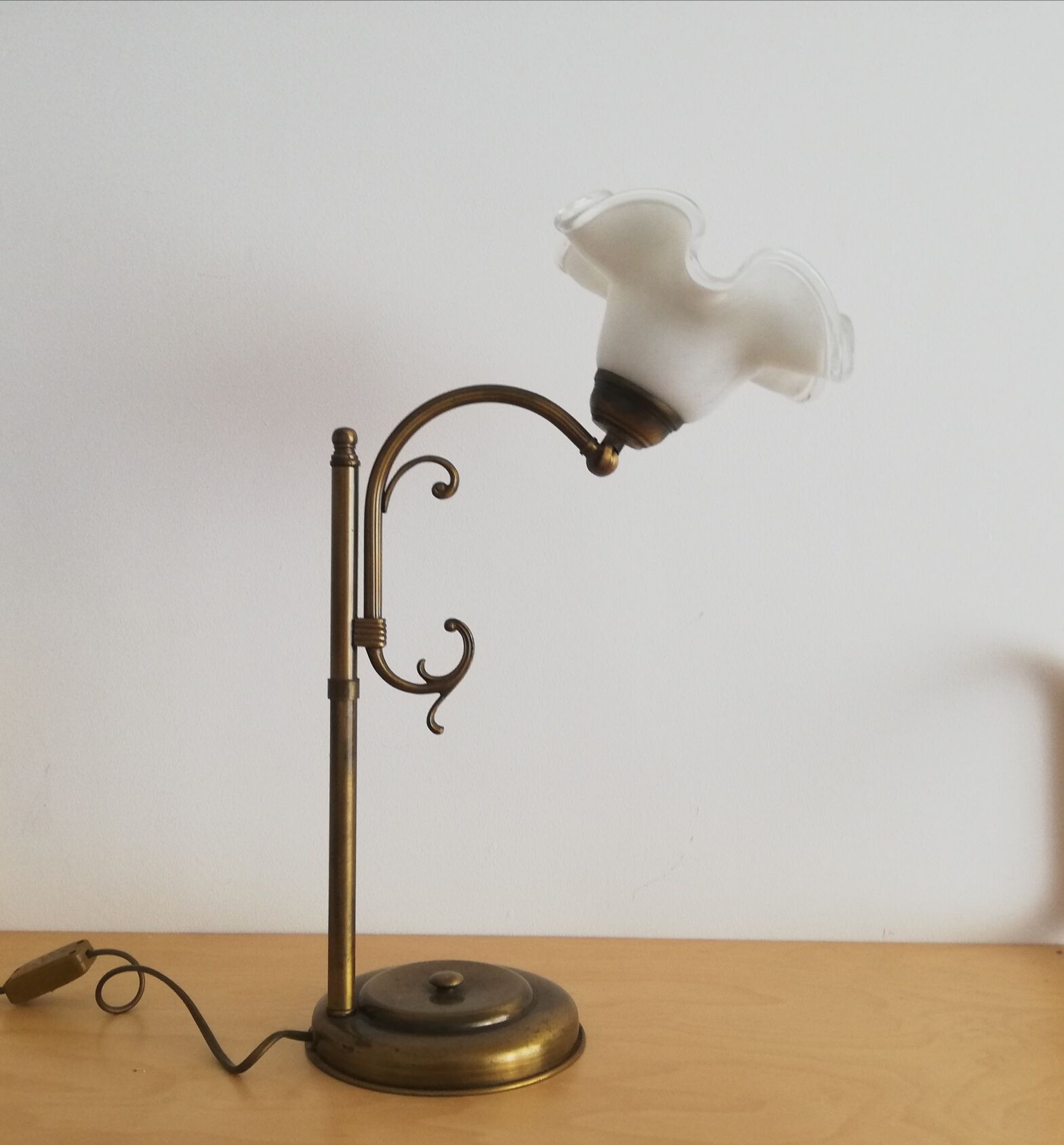 1960s brass and glass table lamp vintage