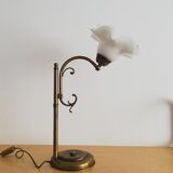 1960s brass and glass table lamp vintage