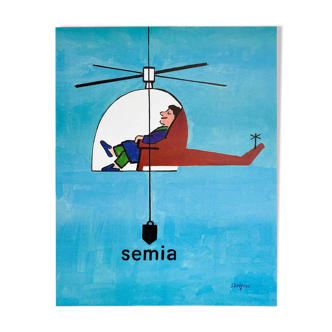 Affiche original Semia par Raymond Savignac en 1997 - Petit Format - On linen