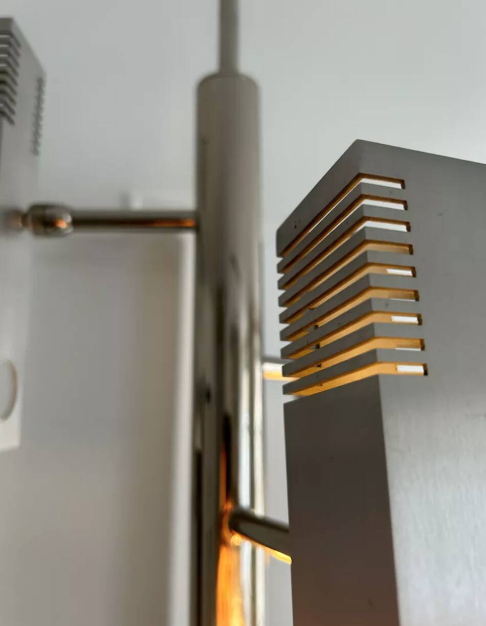 Henri Mathieu chandelier in chromed metal France 1960