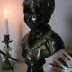 Buste en plâtre garçon patine bronze XXème