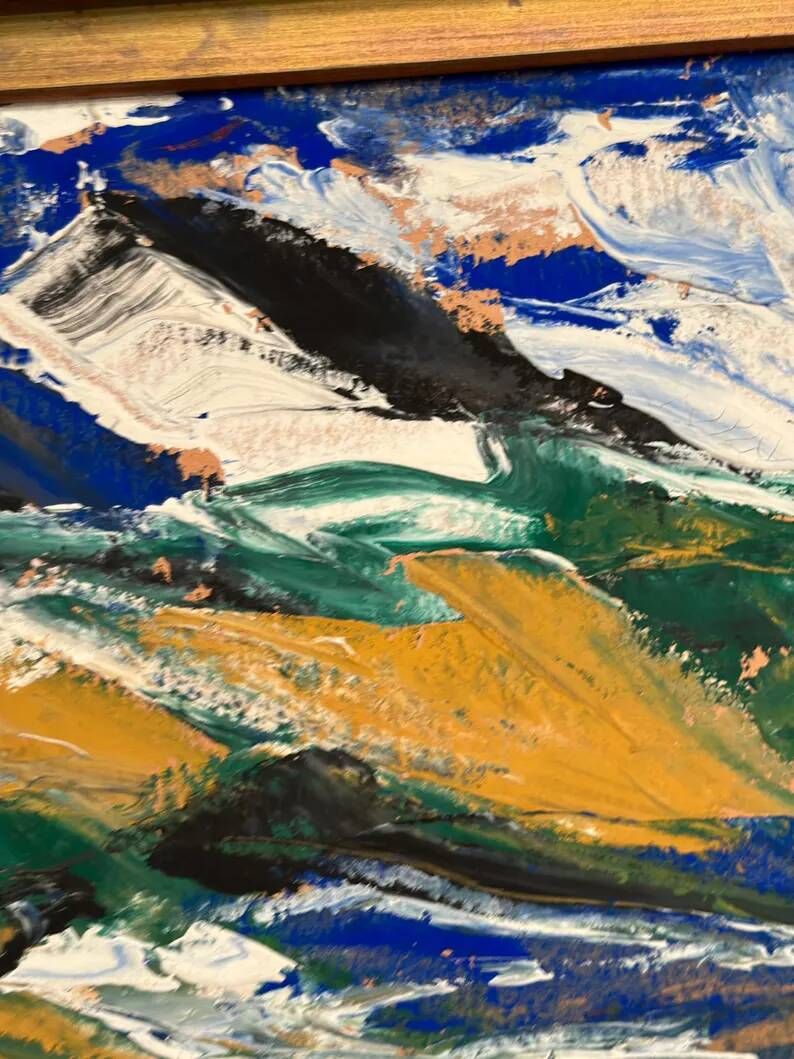 Original Swedish Oil on Cardboard – "Mountains" by Svendolf Carlsson – Signed – Vintage and Framed – 70 × 45 cm (27.6" × 17.7")