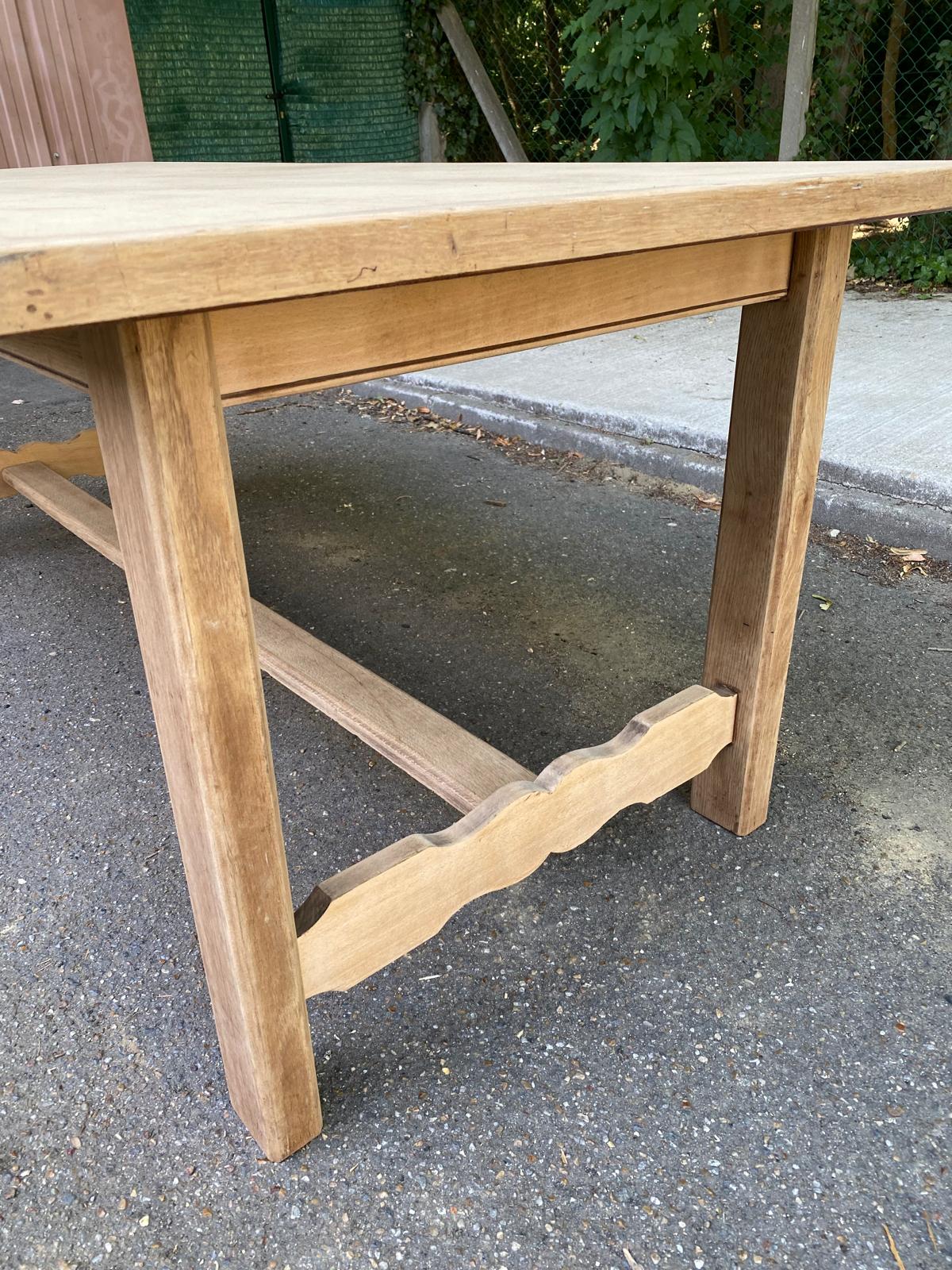 Renovated farmhouse dining table in raw wood 200cm 20th century