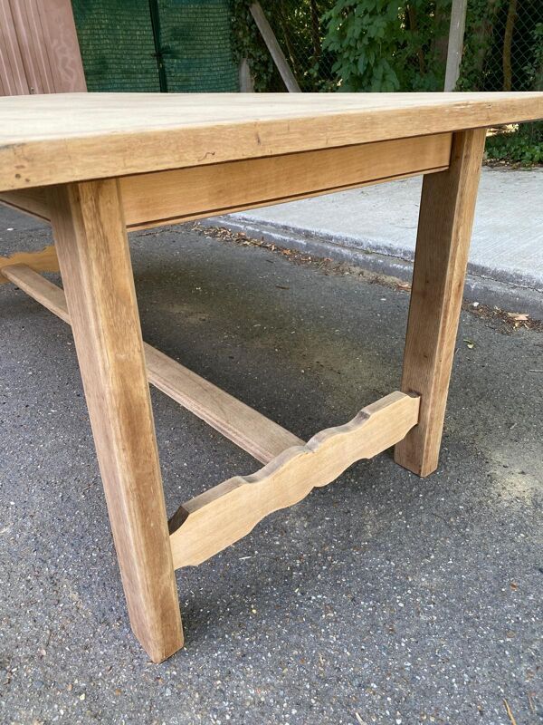 Table à manger de ferme rénovée en bois brut 200cm XXème