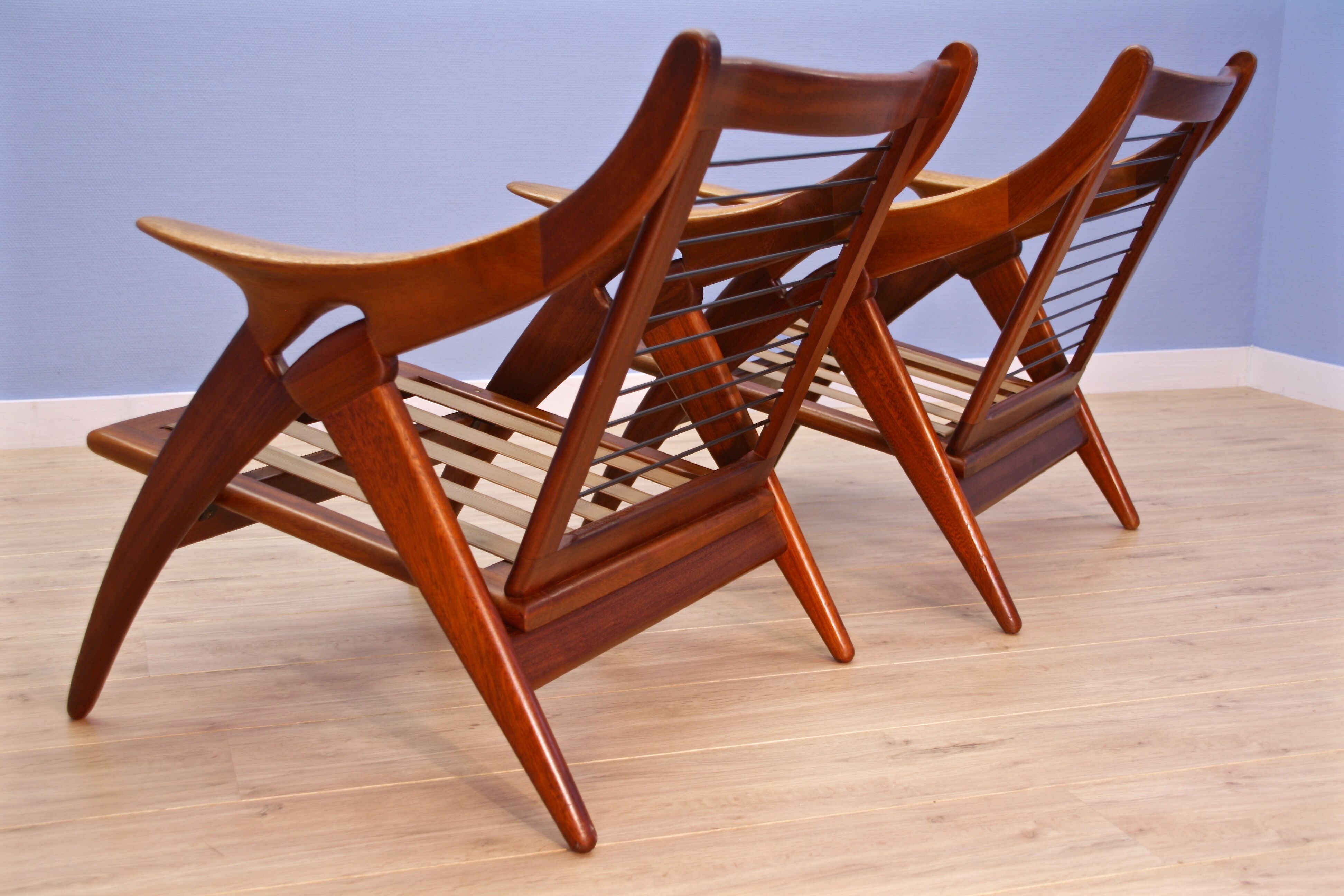Set of 2 lounge chairs 'De Knoop' in teak by De Ster, 1960s