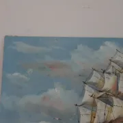 Marine painting on canvas signed "Sartini" – Large sailing ship at sea – 40 × 30 cm