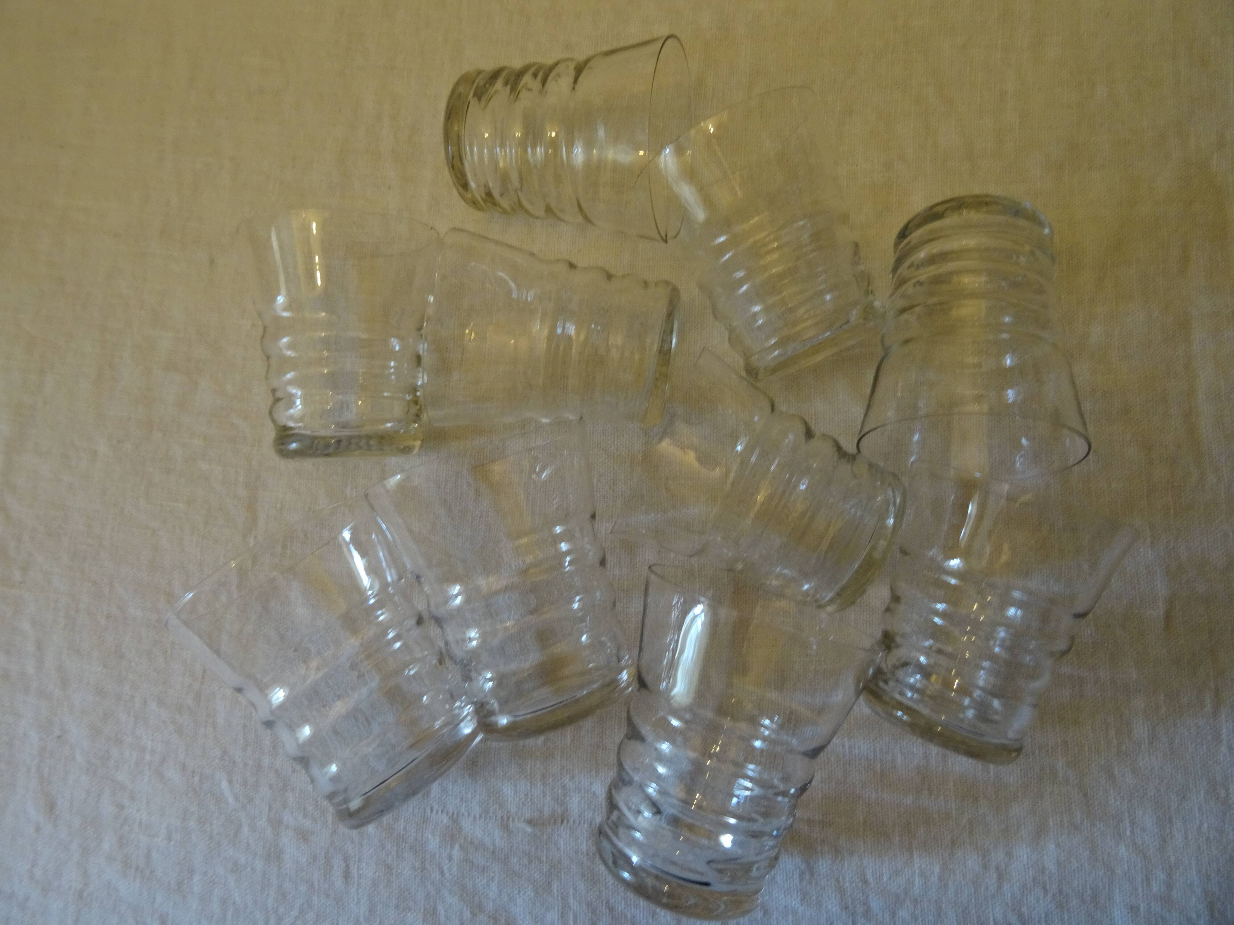 Set of 11 glasses decorated with "beading" decoration