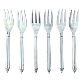 6 silver metal dessert forks