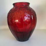Large volute vase in pressed glass Art Deco