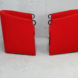 Pair of red Arflex armchairs. Italy, circa 1980