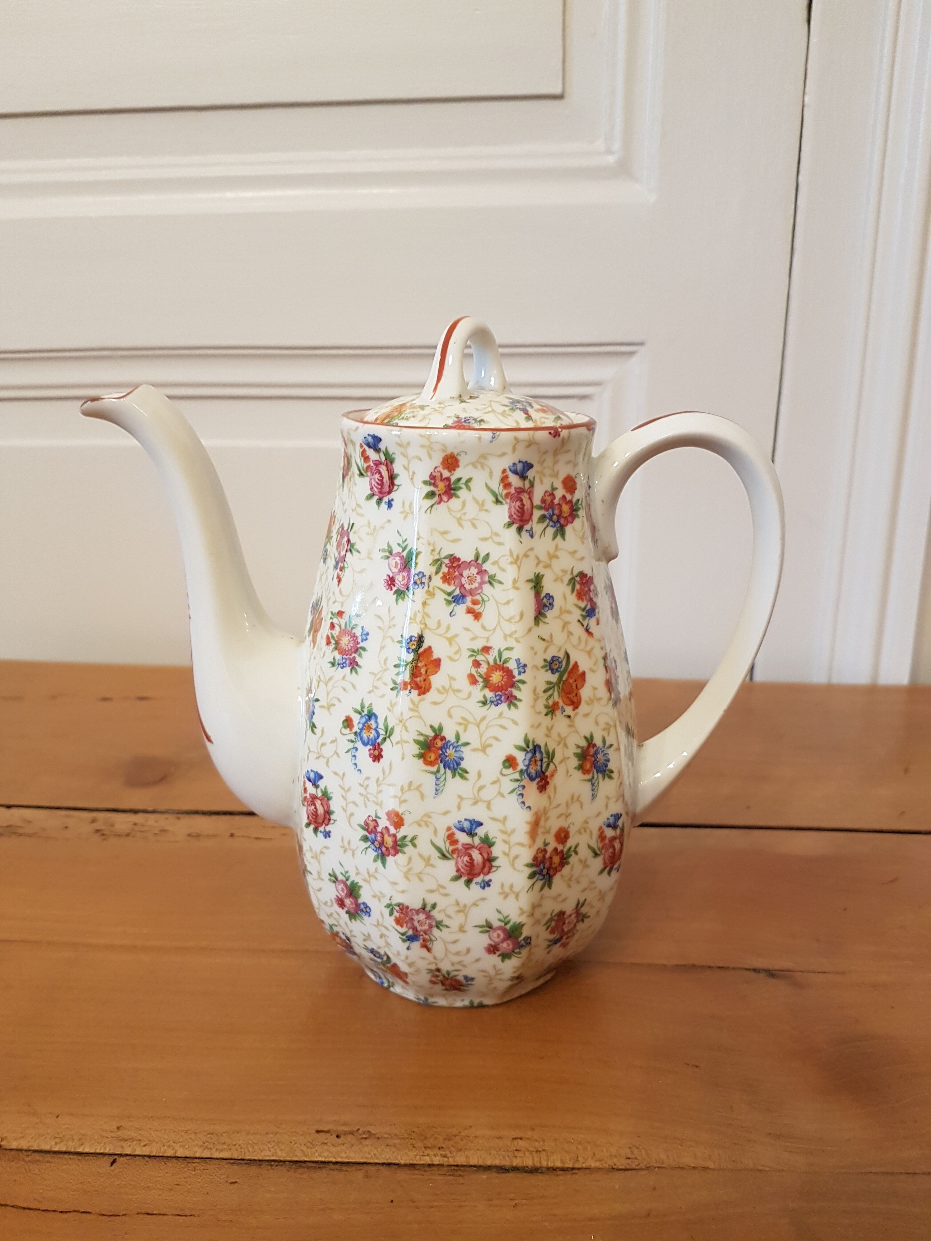 Flowered teapot porcelain limoges