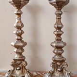 Pair of antique candlesticks from Italy, 18th century.