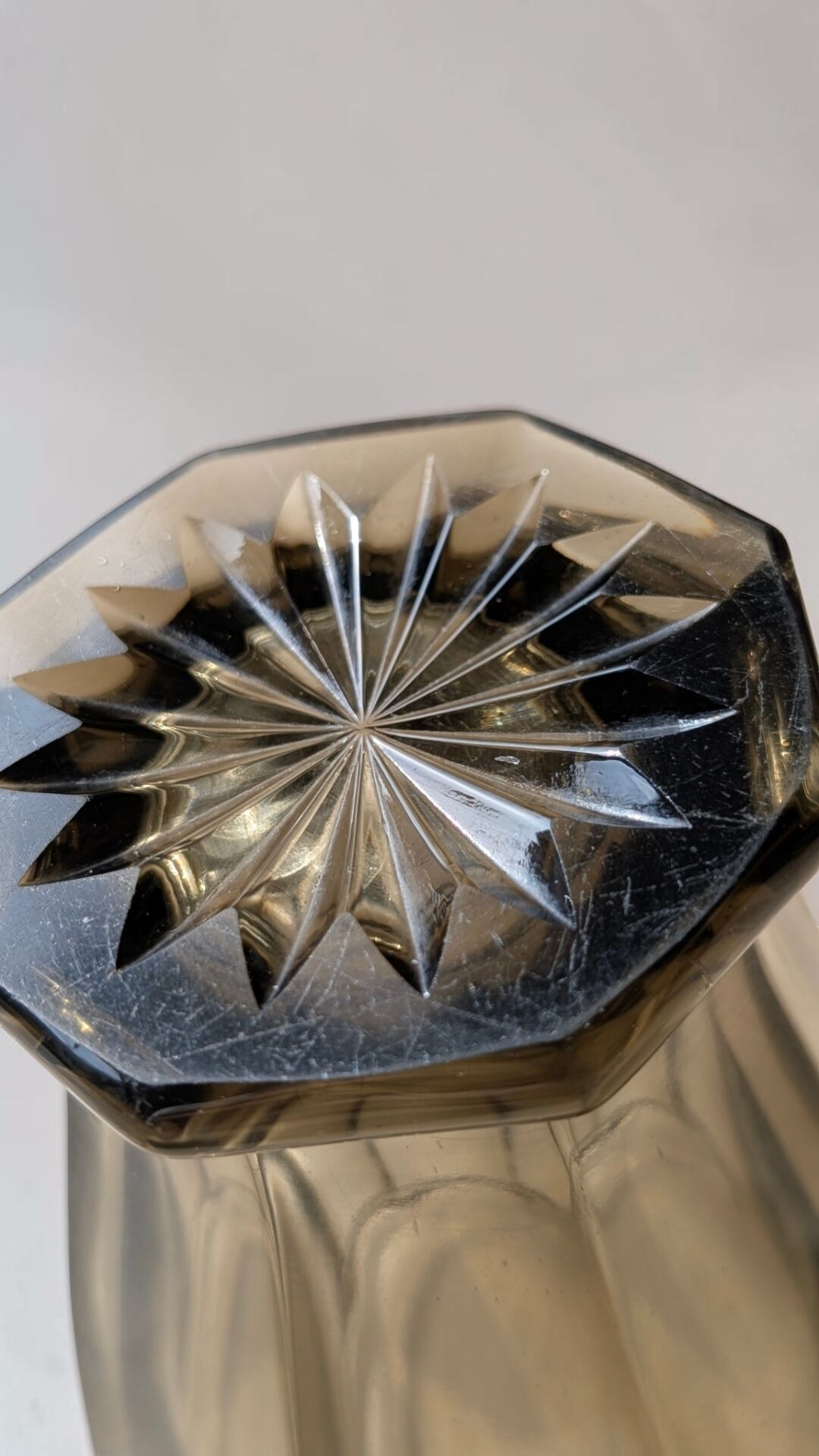 Art Deco Vase Inwald Rudolfova Huť – Model 11168 – Grey smoked glass –