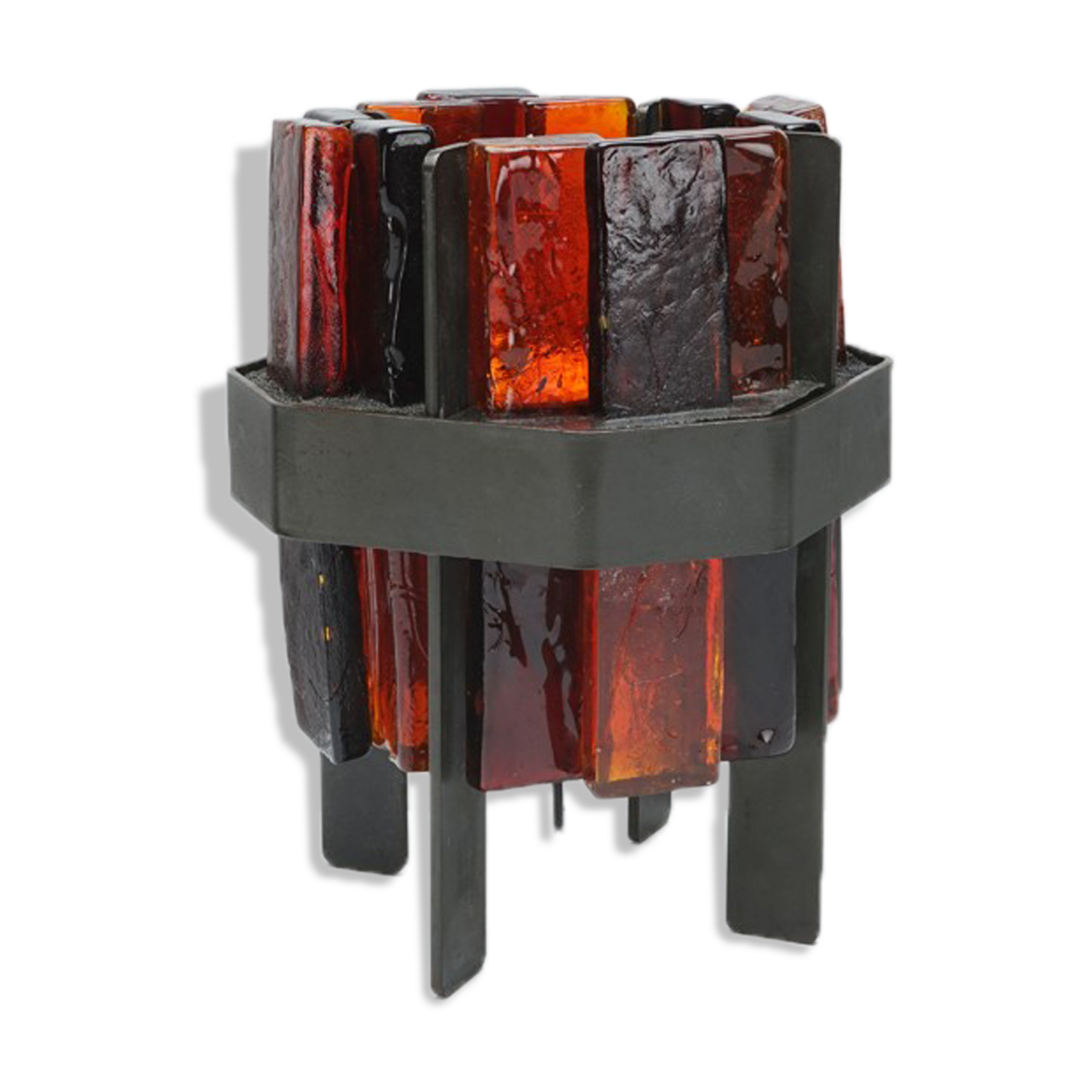 Rare lamp by Jacques Avoinet in glass and wrought iron circa 1950