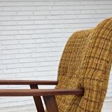 1960s, Danish armchair, furniture wool fabric, teak wood, oak wood.