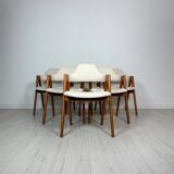 1960s set of 6 Compass teak dining chairs by Kai Kristiansen for Schou Andersen Møbelfabrik