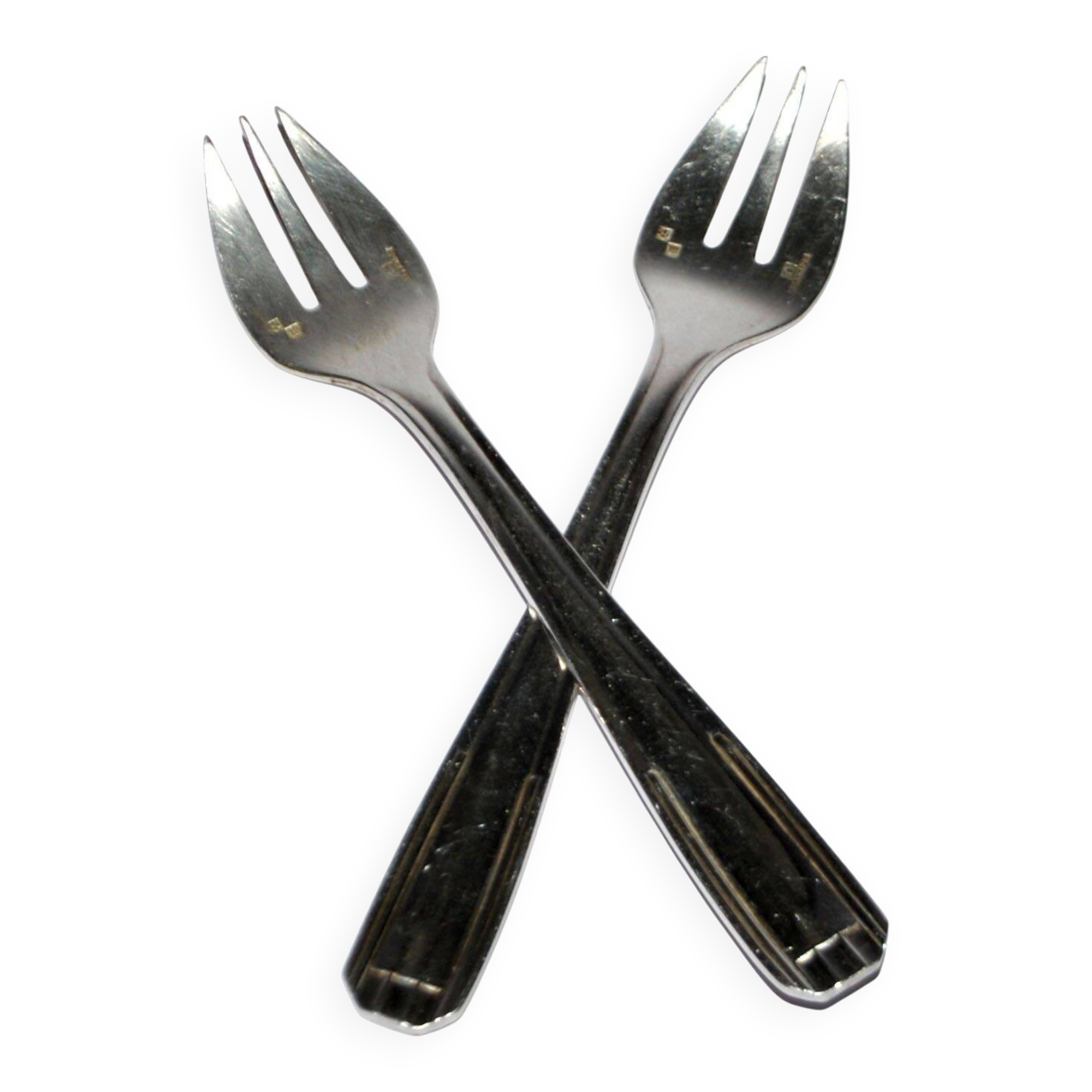 Christofle Alfenide – Lot of 2 dessert forks model Paris silver-plated Art Deco