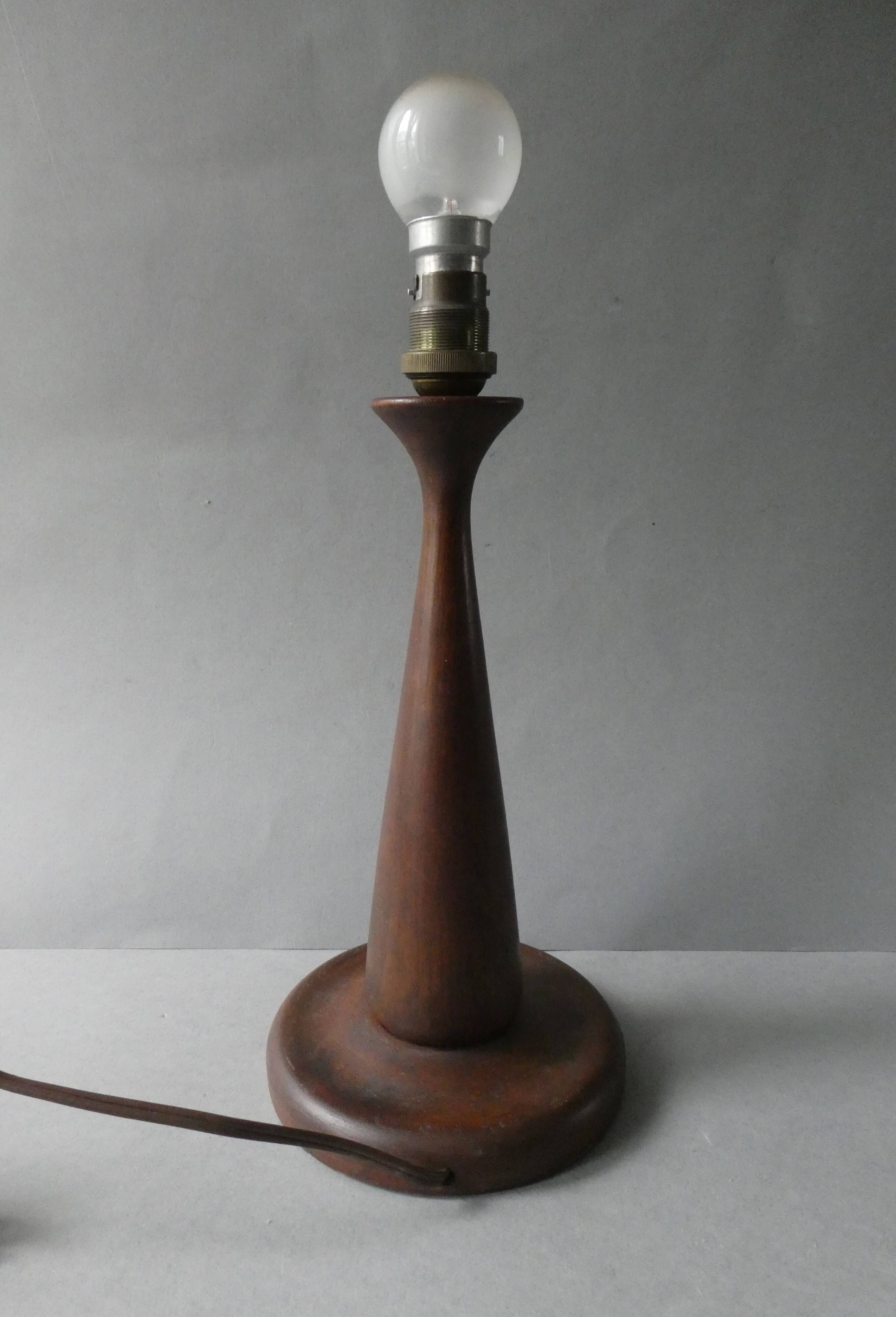 Teak lamp with a rope shade, around 1950.