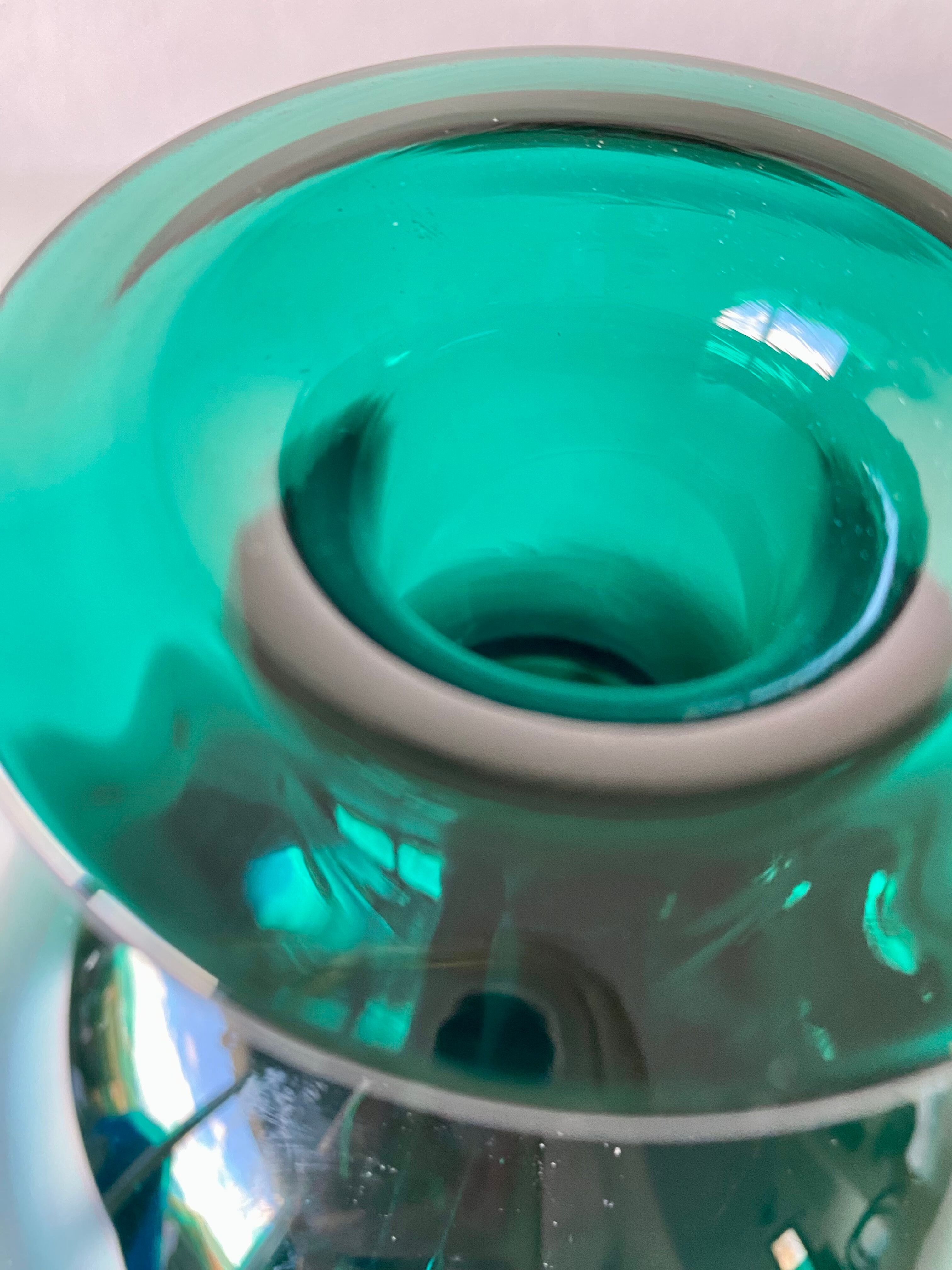 Blown glass vase signed holmegaard 1961