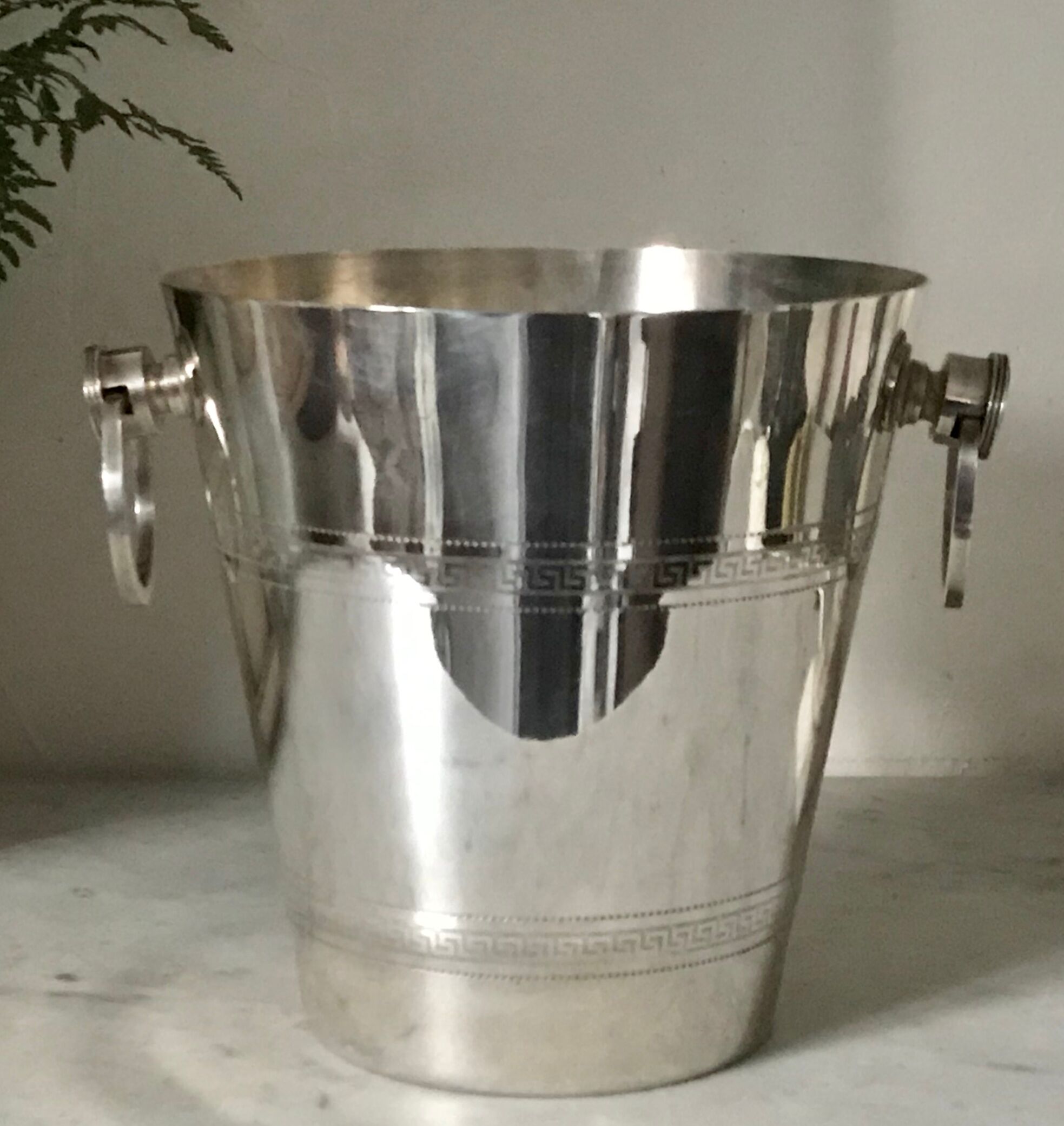 Silver metal champagne bucket