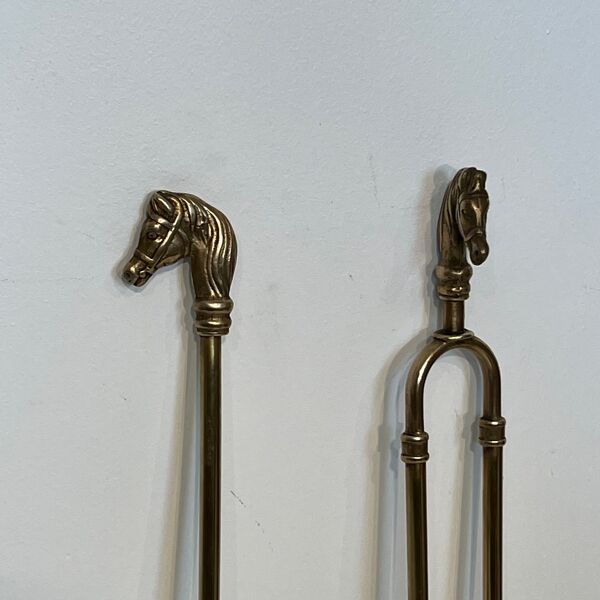 Nécessaire de feu en laiton modèle tête de cheval