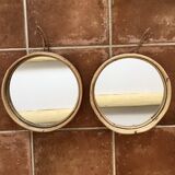 Rattan and rope mirror duo