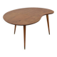 Solid Wood Kidney-Shaped Coffee Table Side Table 1960s