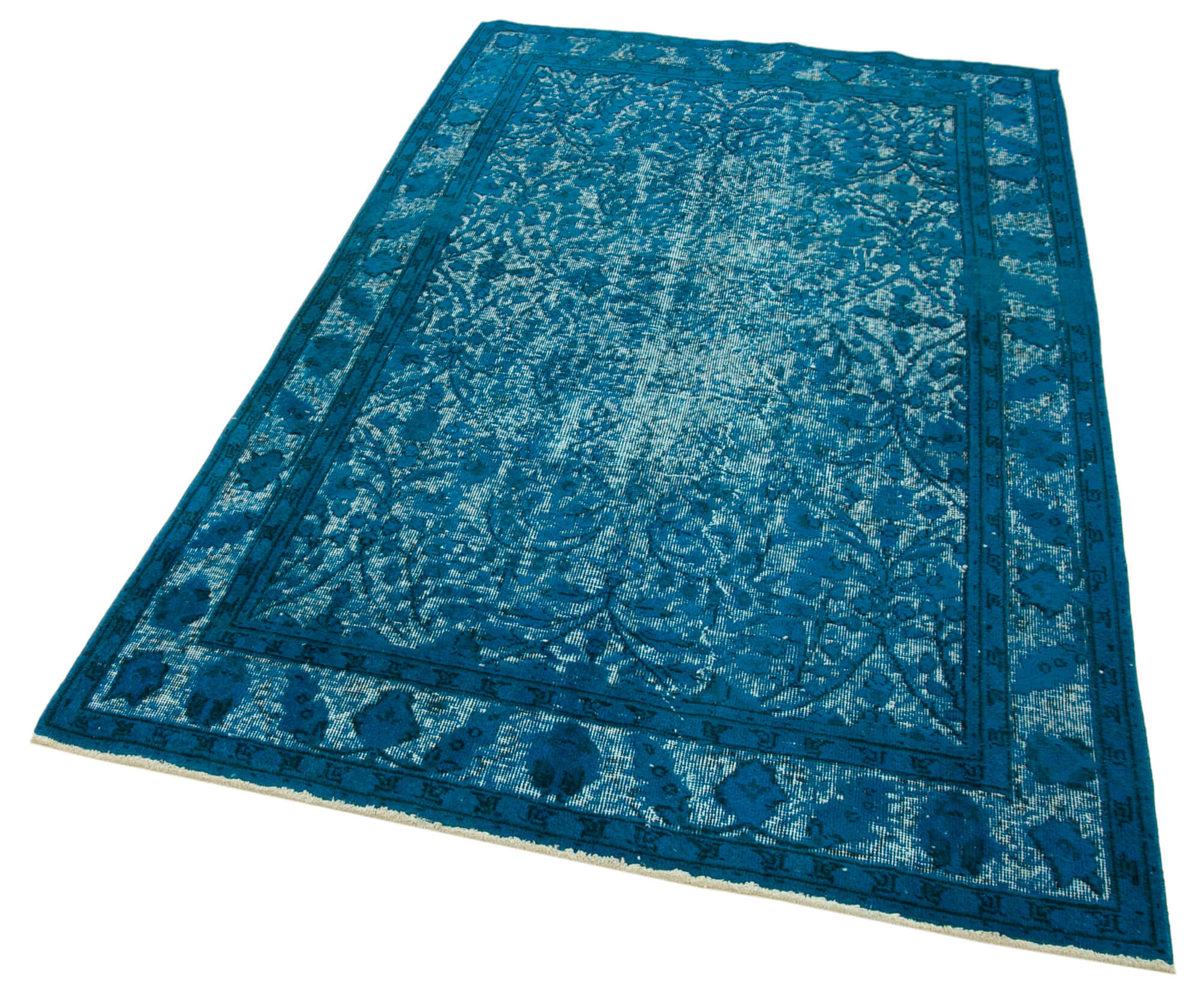 Handmade contemporary oriental 1970s 140 cm x 230 cm turquoise carpet