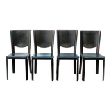 Black leather chairs by Enrico Pellizzoni, 1970s,