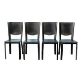 Black leather chairs by Enrico Pellizzoni, 1970s,