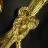 Large Louis XVI style ram's head and urn wall lamp - gilded bronze