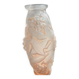 Art Deco vase foliage pink hue H 28cm Diam 9 cm