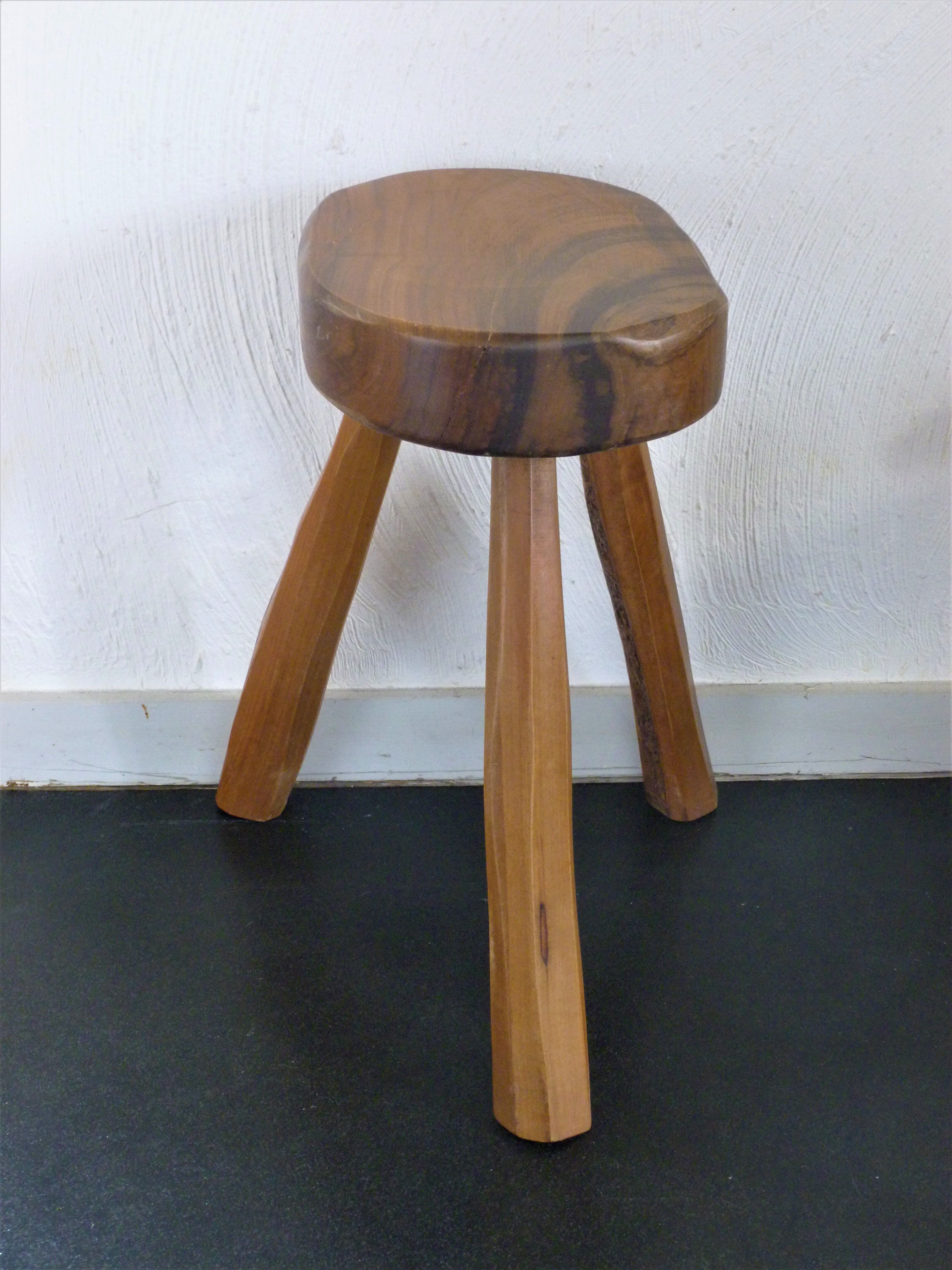 Brutalist stool, 70s, in olive tree