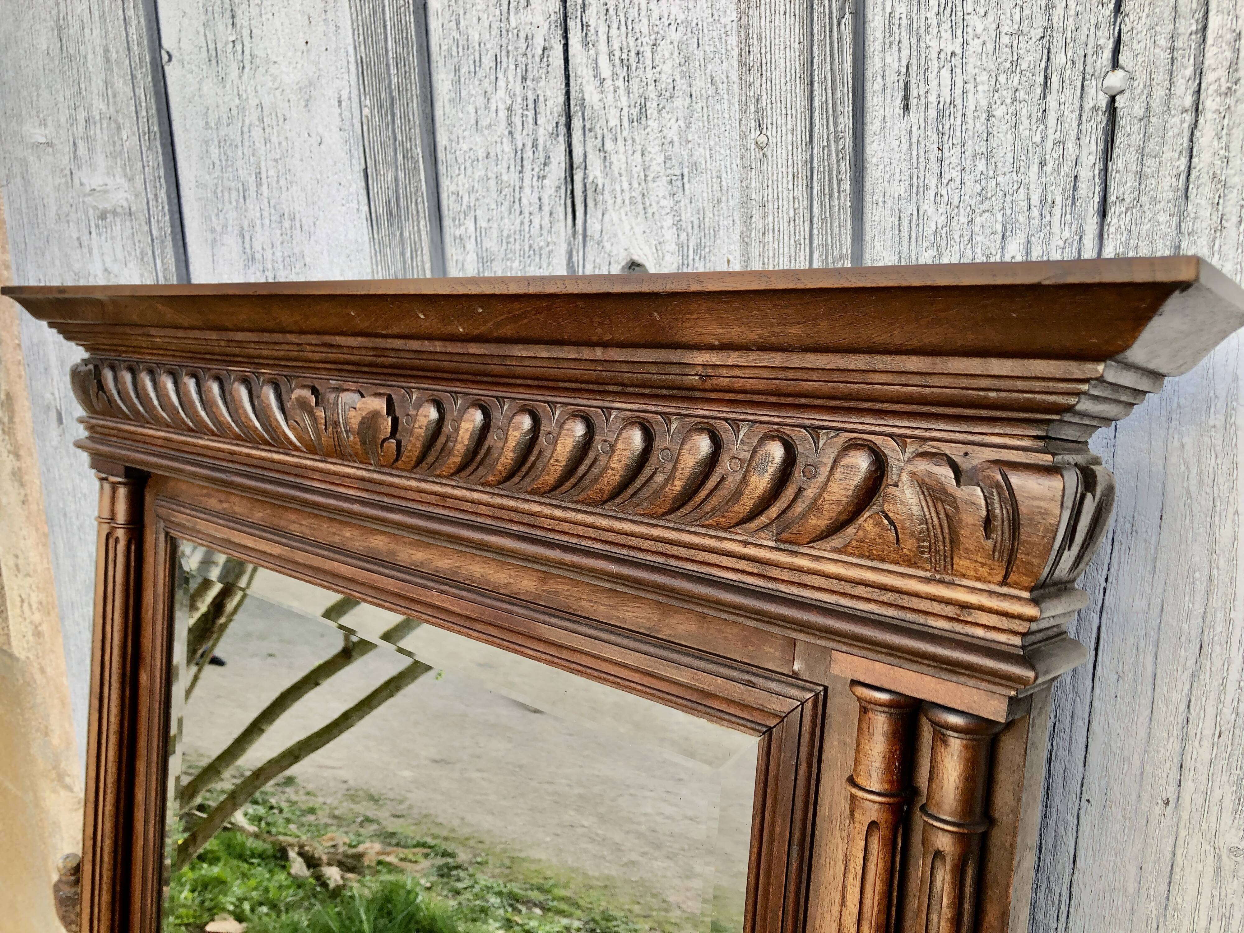 Rectangular mirror, wooden trumeau 120x139