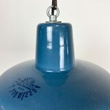 Industrial blue enamel factory pendant lamp 1960s