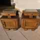Set of 2 marble and wood bedside tables