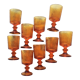 9 orange-stemmed wine glasses circa 1970